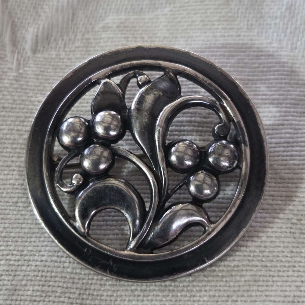 Vintage Just Andersen Sterling Silver Berries and Leaves Brooch # 457, MCM
